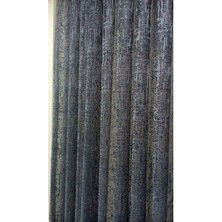 Evdepo Home Taç Katyonik Desen Keten Görünümlü 1/2 Seyrek Pile Tül Perde Tek Kanat - Koyu Gri 130 x 260 cm