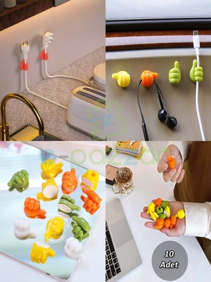 Epazzar 10'lu Başparmak Şarj Kablo Anahtar Bitki Takı Gözlük Askı Tutacağı Ev Ofis Araç Yapışkanlı Organizer