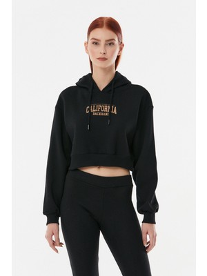 FullaModa California Baskılı Kapüşonlu Sweatshirt