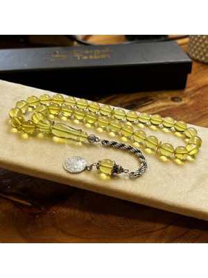 Dergah Tesbih Özel Seri Dominik Kehribar Yeşil Tesbih