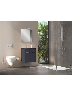 VitrA Ardea 67754 Banyo Dolabı Seti, Parlak Antrasit, 60 cm, Kapaklı