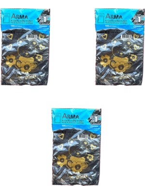 Arma Baskılı Mini Blok Poşet Torba - No : 1 - 22X35 Cm. - Siyah - 100 Adetlik 3 Paket