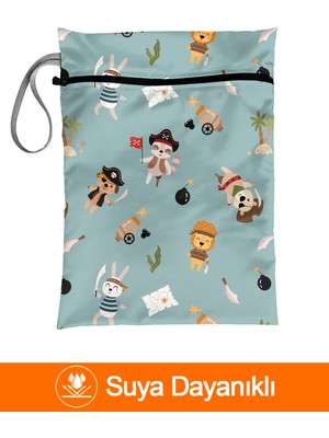 Bunnybons Korsanlar Islak/Kuru Kirli Temiz Kıyafet Mayo Bebek Çamaşır Çantası - Sıvı Geçirmez