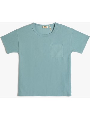 Koton Basic Tişört Kısa Kollu Bisiklet Yaka Cep Detaylı Ribanalı