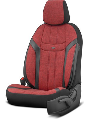 Otom Swan Design Yüksek Kalite Keten-Noktalı Deri Detaylı Ekstra Destekli Universal Oto Koltuk Kılıfı Tam Set
