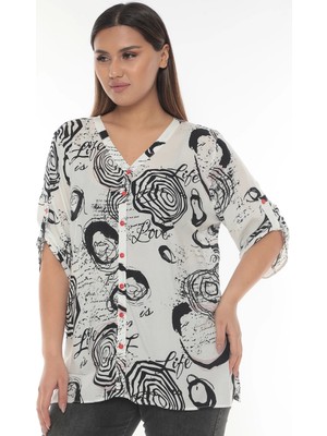 Lady Majestic  Viskon Büyük Beden Bluz