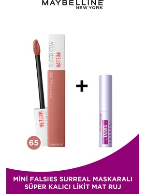 Maybelline New York Super Stay Matte Ink Likit Mat Ruj - 65 Seductress - Nude Mini Falsies Surreal Maskara Li