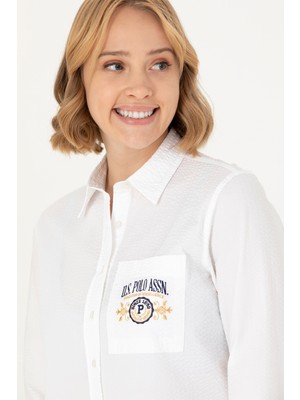 U.S. Polo Assn. Kadın Beyaz Desenli Gömlek 50272189-VR013