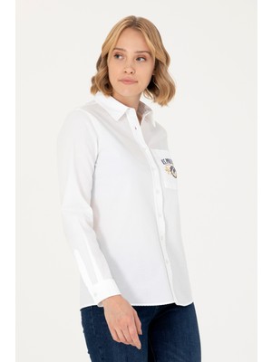 U.S. Polo Assn. Kadın Beyaz Desenli Gömlek 50272189-VR013