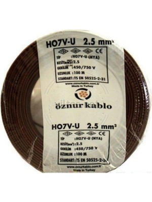 Öznur Kablo 2,5'luk Nya Kablo Tek Damar 100 Mt Kahverengi