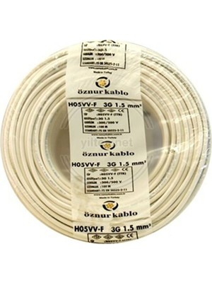 Öznur 10 Metre 3x1.5 Ttr Kablo Beyaz ,prysmıan