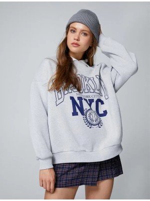 Koton Oversize Kolej Sweatshirt Polo Yaka Baskılı