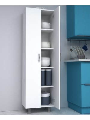 Home Gallery 4 Raflı Çok Amaçlı Ofis/Kiler/Banyo/Mutfak Dolabı 50 cm 1.Sınıf Mdf Parlak Beyaz