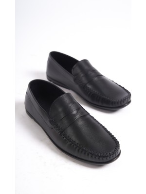 Mubiano Hakiki Deri SRG666S İç Dış Siyah Erkek Loafer