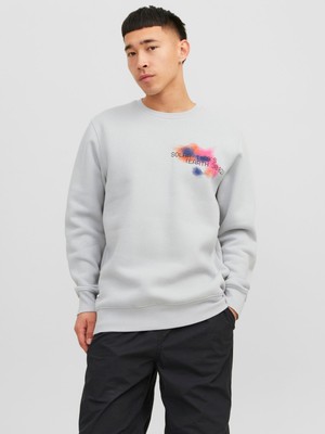 Jack & Jones Erkek Ön Arka Baskılı Bisiklet Yaka Sweatshirt 12242181