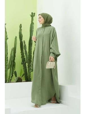 Neways 6571-FENDI Modal  Abaya Haki