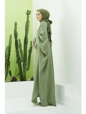 Neways 6571-FENDI Modal  Abaya Haki