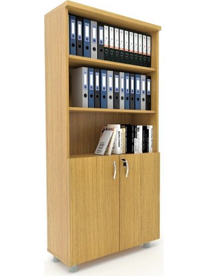 Elizza Büyük Boy Yarım Kapak Kitaplık Dosya Dolabı TEAK - 80X38X188