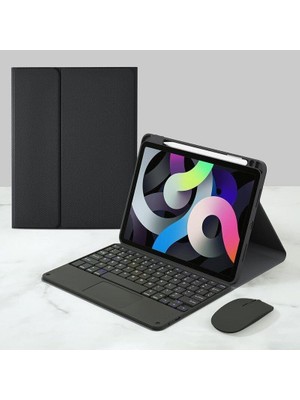 Schulzz iPad Pro 11 Türkçe Bluetooth Touchpad Klavyeli Smart Kılıf (Mouse Hediyeli) 360 Derece Döner Uyku Modu Kalem Bölmeli