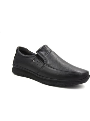 Prego Hakiki Deri Poli Hafif Taban Confort Erkek Günlük Ayakkabı Siyah