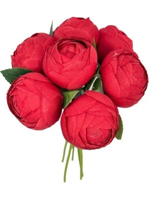 Nettenevime Yapay Çiçek 10LU Kırmızı Şakayık Demeti Erengül Gelin Buketi Çiçeği