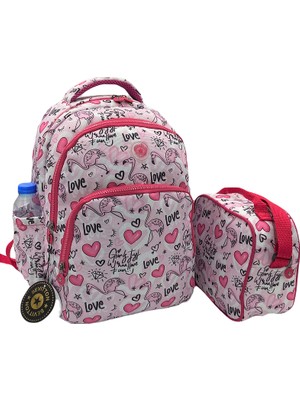 Bevitton Flemingo Desenli Beslenmeli Okul Sırt Çantası 4545 Pembe