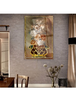 Emya Home Soyut Çiçekler Cam Tablo