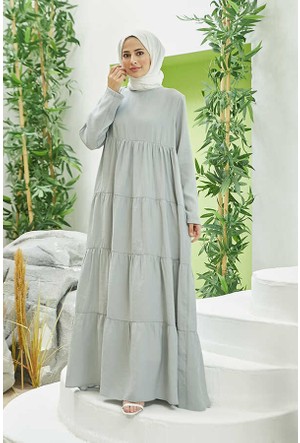 Green - Crew neck - Unlined - Modest Dress