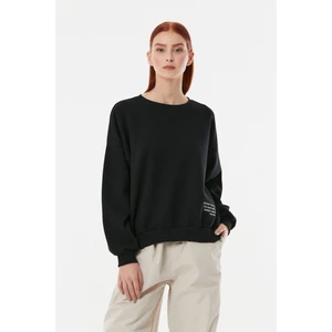 Baskılı Bisiklet Yaka Sweatshirt