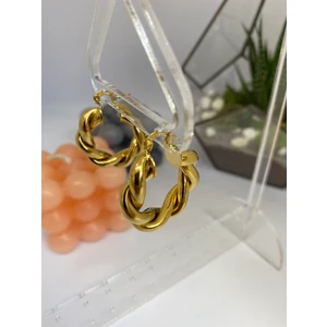 Hazal Aksesuar Burgu Model Gold Çelik Vintage Halka Küpe
