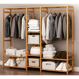 Ahşap Açık Gardırop Elbise Askılığı