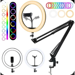 Esnek Masaüstü Sıkıştırmalı Tiktoker Ring Light Rgbli LED Selfie Yayın Işığı 14 Inç + Stand Lüx