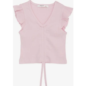 Kız Çocuk Crop Tişört Bağcıklı Fırfırlı 8-14 Yaş, Pembe