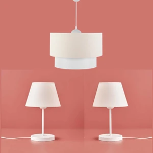 Artgift Beyaz Gövdeli Üçlü Avize Seti Krem Kumaş AAG-1922