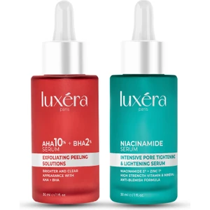 Luxera Paris , Temizleyici, & Leke , Siyah Nokta & Komedon , Cilt Kusursuzlaştırıcı Vegan Bakım Seti (Aha+Bha Kırmızı Peeling Serum + Niacinamide Serum)