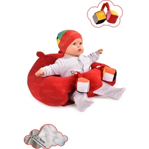 Tokko Oyuncaklı Bebek Oturma Destek Minderi - Devrilmez Bebek Koltuğu - Büyük Bebek Oturağı Kırmızı