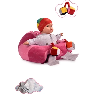 Oyuncaklı Bebek Oturma Destek Minderi - Devrilmez Bebek Koltuğu - Büyük Bebek Oturağı Fuşya Pembe
