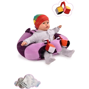 Oyuncaklı Bebek Oturma Destek Minderi - Devrilmez Bebek Koltuğu - Büyük Bebek Oturağı Lila Mor