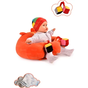 Oyuncaklı Bebek Oturma Destek Minderi - Devrilmez Bebek Koltuğu - Büyük Bebek Oturağı Turuncu