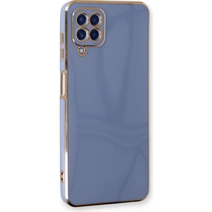 Bilişim Aksesuar  Samsung Galaxy M22 Parlak Kenarlı Bark Silikon Kılıf - Mavi