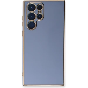 Bilişim Aksesuar  Samsung Galaxy S22 Ultra Parlak Kenarlı Bark Silikon Kılıf - Mavi