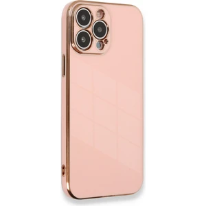Bilişim Aksesuar  iPhone 13 Pro Max Parlak Kenarlı Bark Silikon Kılıf - Pembe