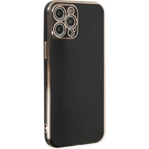 Bilişim Aksesuar  iPhone 12 Pro Max Parlak Kenarlı Bark Silikon Kılıf - Siyah
