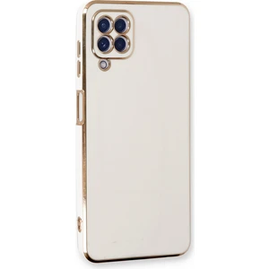 Bilişim Aksesuar  Samsung Galaxy A22 Parlak Kenarlı Bark Silikon Kılıf - Beyaz