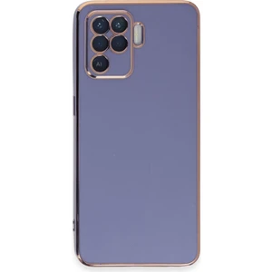 Oppo Reno 5 Lite Parlak Kenarlı Lore Silikon Kapak - Mavi