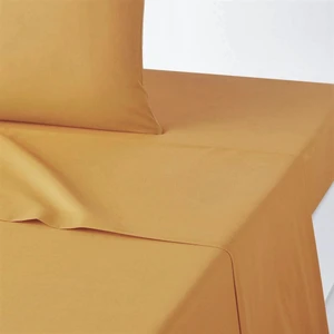 %100 Pamuklu Hardal 240X260 Çift Kişilik Lastiksiz Düz Çarşaf