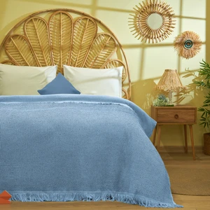 Buca Yün Bedacta Çift Kişilik Yatak Örtüsü - Mavi - 220X240 cm