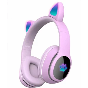 Bluetooth Kulaklık Kedi Kulağı Tsarımlı Rgb LED Işıklı L400 Bluetooth Kulaklık (Tüm Cihazlara Uyumlu)
