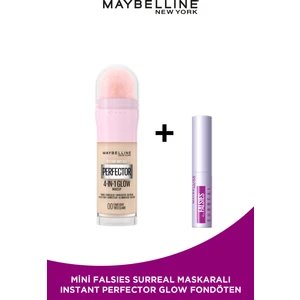 Maybelline New York Super Instant Perfector Glow 4 Etki 1 Arada Fondöten- 00 Fair Light Mini Falsies Surreal Maskara Hediyeli