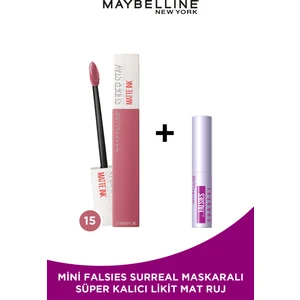 Maybelline New York Super Stay Matte Ink Likit Mat Ruj - 15 Lover - Pembe Mini Falsies Surreal Maskara Li